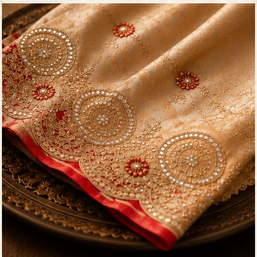Gota Patti on Tissue Gold Silver Saree
