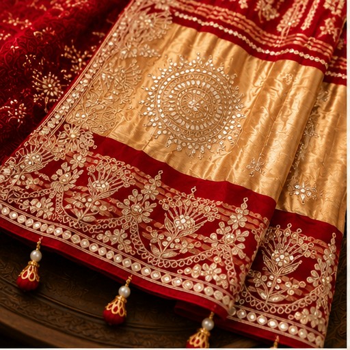 Maroon & Gold Bridal Saree