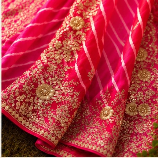 Pink Leheriya Saree