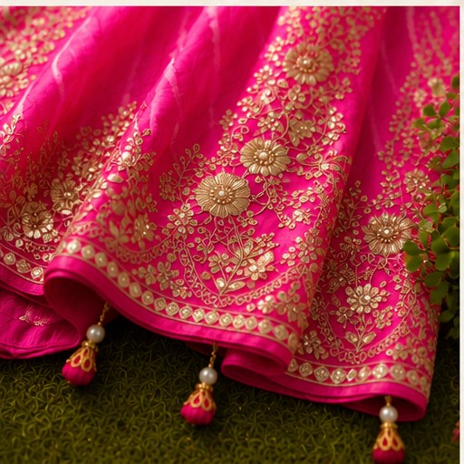 Fuchsia Bandhej Saree